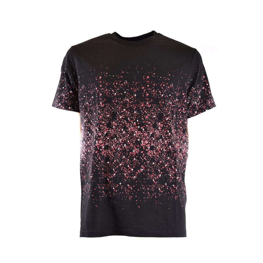Boutique Moschino T-Shirt Girocollo con Stampa Artistica Splatter Multicolor Nero