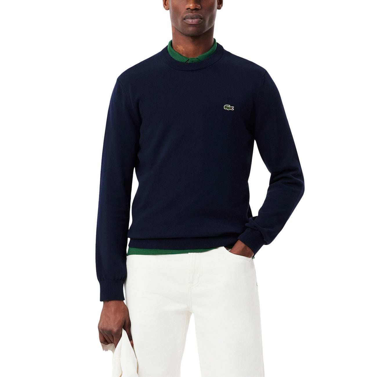 2421947 Lacoste Maglia Blu Cotone Poliammide Uomo