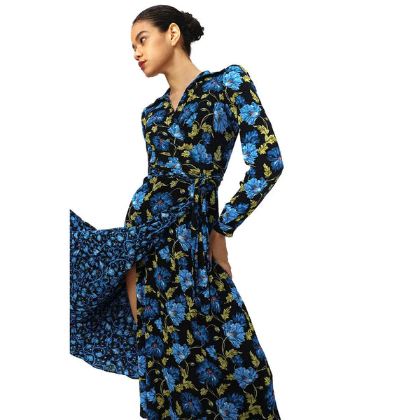 Abito Blu Lungo Donna Fantasia Floreale