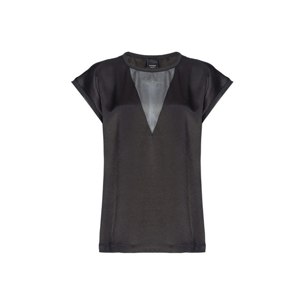 Blusa in Satin con Inserto in Tulle "Fado"