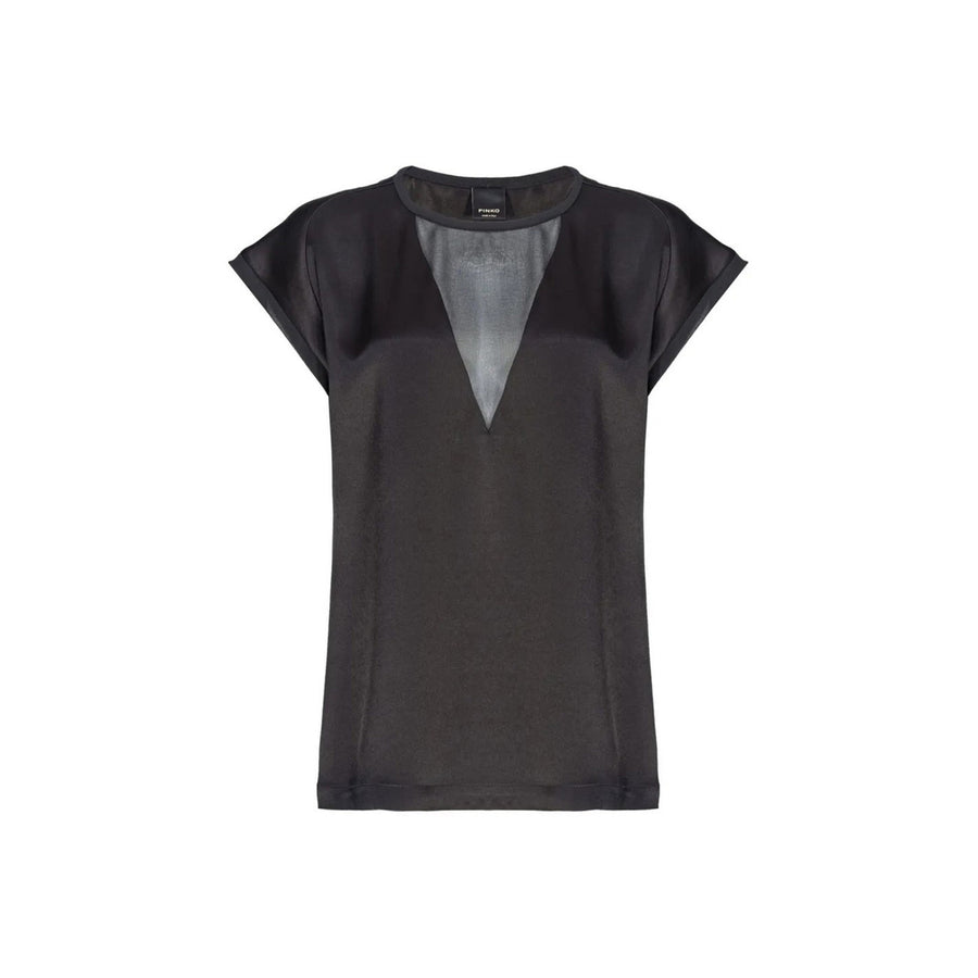 Blusa in Satin con Inserto in Tulle "Fado"
