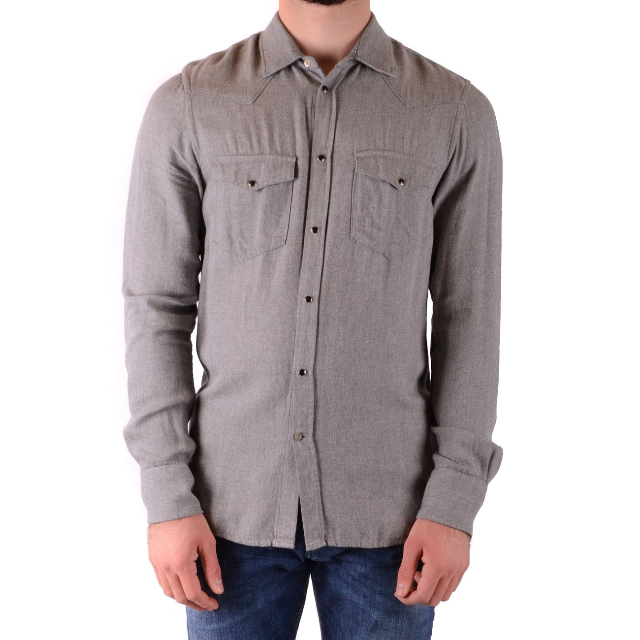 2429591 Dondup Camicia Grigia Viscosa Uomo