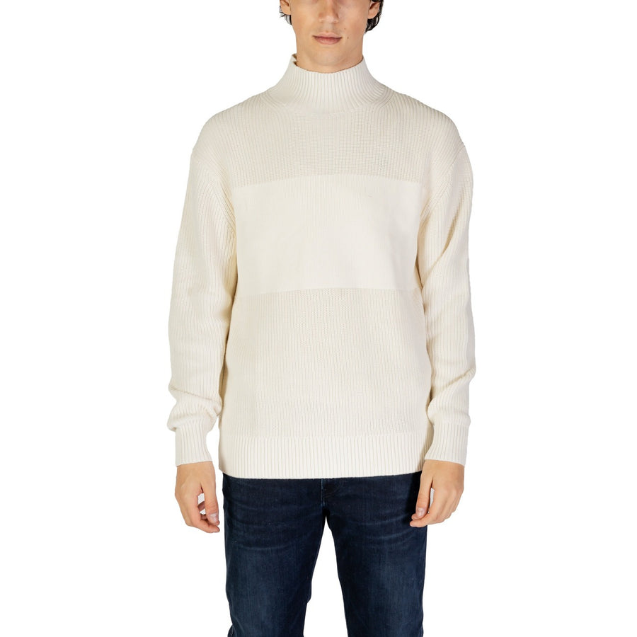Blocked Stitch Mock Neck Knit J30J326204 Maglia Uomo