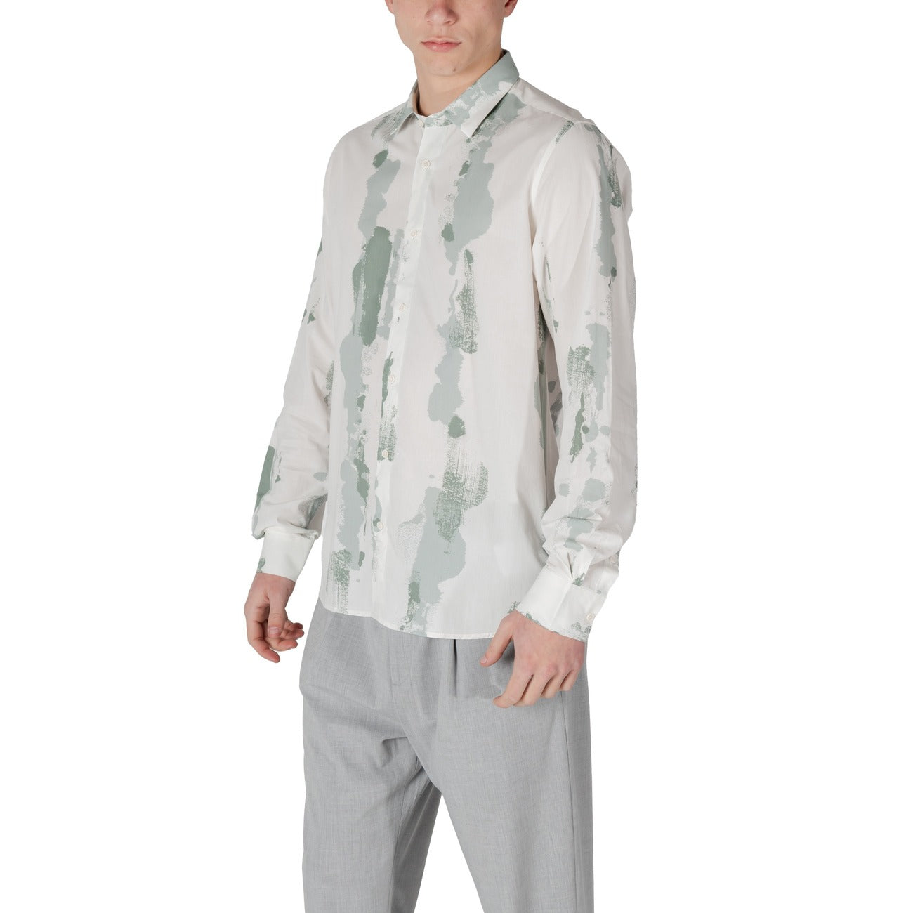 2410425 Antony Morato Camicia Verde Colorata Cotone Viscosa Uomo