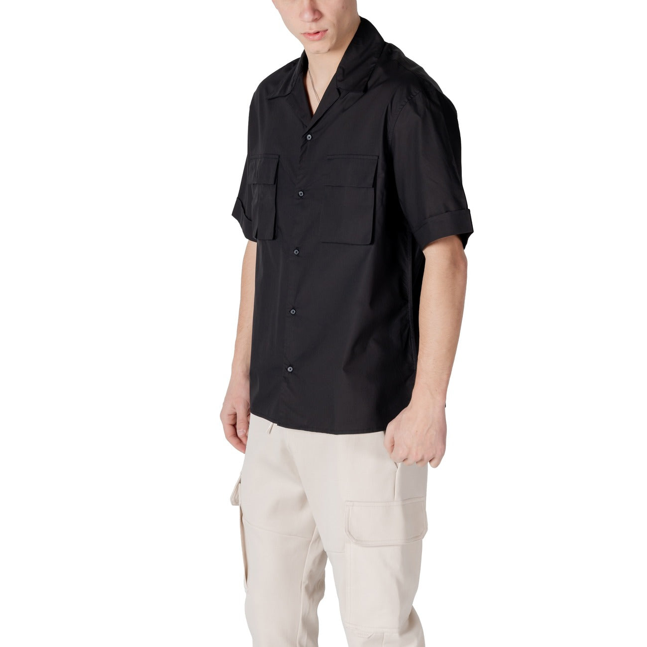2413101 Antony Morato Camicia Nera Lyocell Cotone Uomo