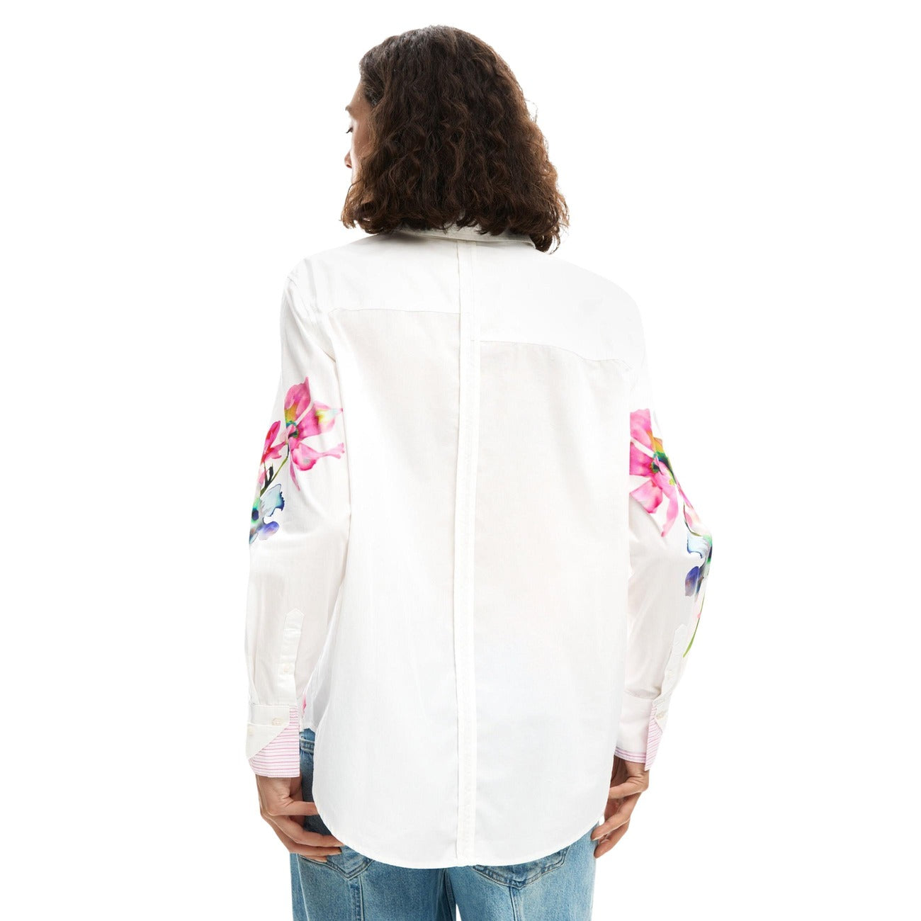 2452922 Desigual Camicia Bianca Floreale Cotone Donna
