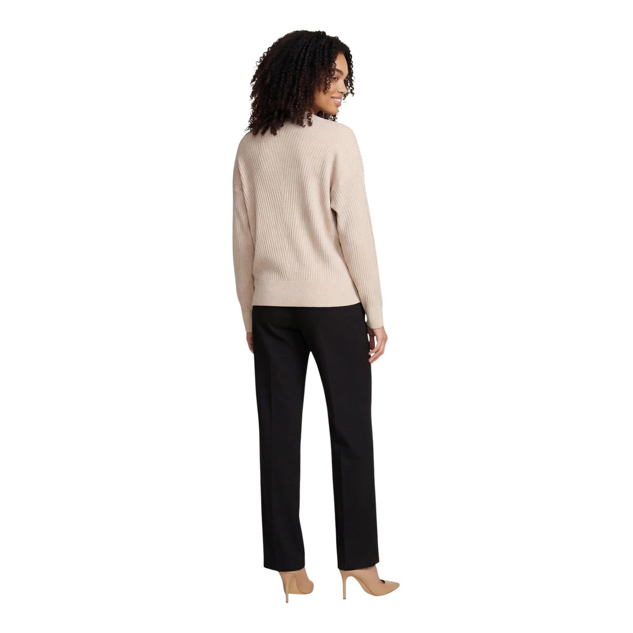 2457196 Liu Jo Maglia Beige Viscosa Scollo V Maniche Lunghe Donna