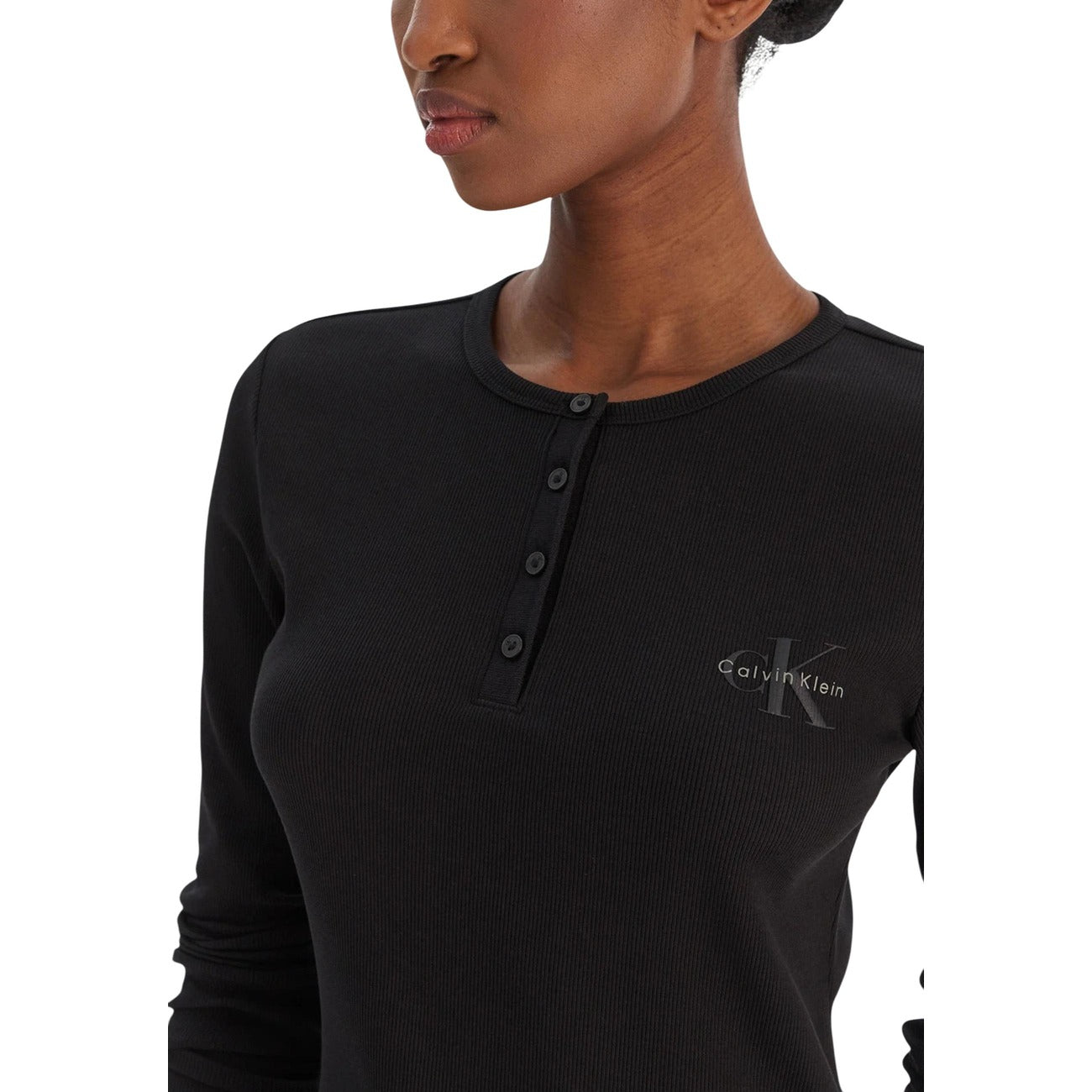 497987 Calvin Klein Jeans Maglia Nera Maniche Lunghe Donna