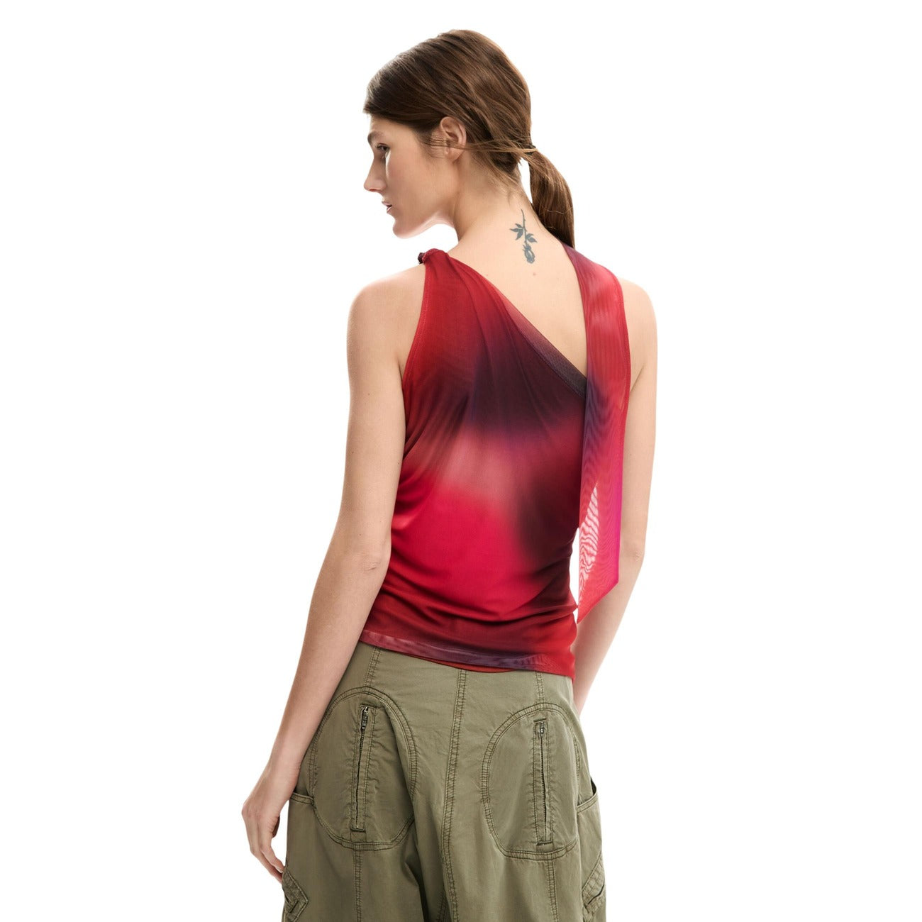 2453080 Desigual Top Donna Rosso Monospalla