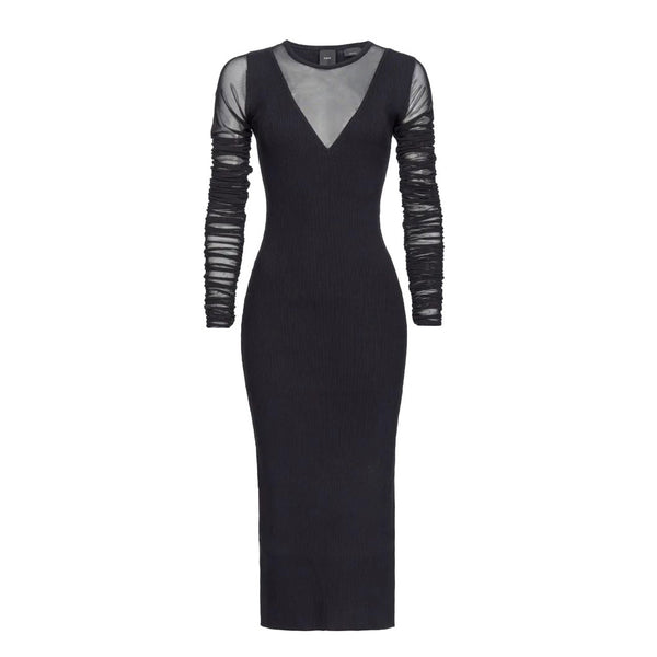 Vestito di Maglia "Bergamotto" con Inserti in Tulle