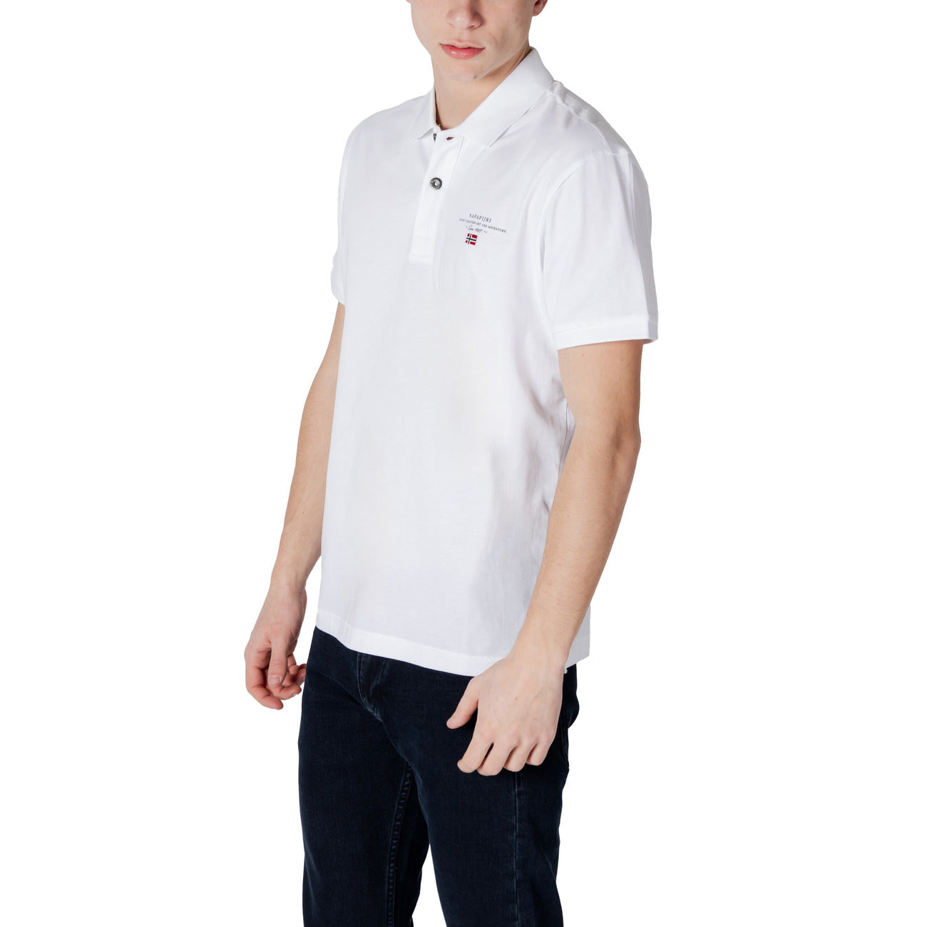 2415068 Napapijri Polo Bianca Cotone Colletto Polo Maniche Corte Uomo