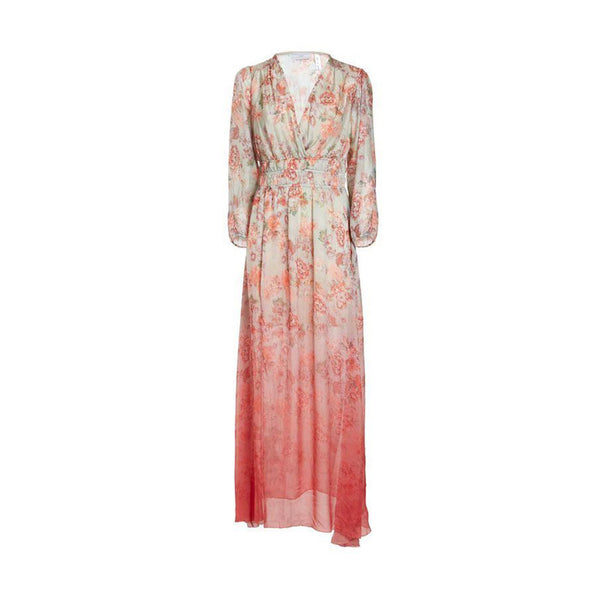 Abito Rosso Floreale Maniche 3/4 Donna
