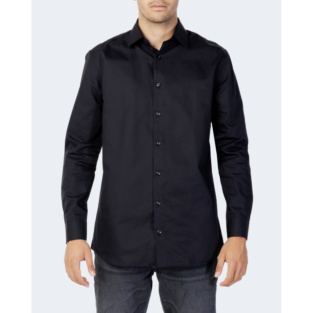 2420150 Selected Camicia Nera Cotone Uomo