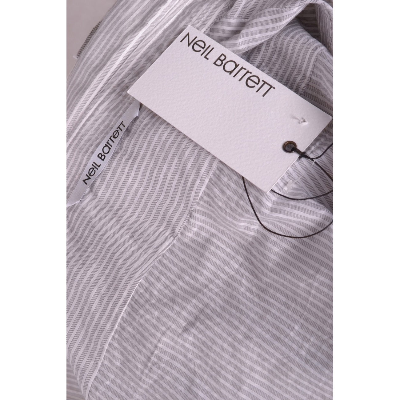 2430820 Neil Barrett Camicia Grigio Righe Cotone Cupro Uomo