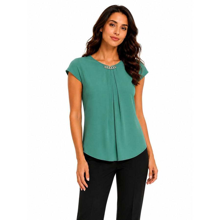Blusa Scollo con Catena Verde Salvia