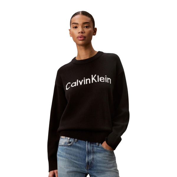 Maglione Girocollo Donna Logo Intarsia J20J219003