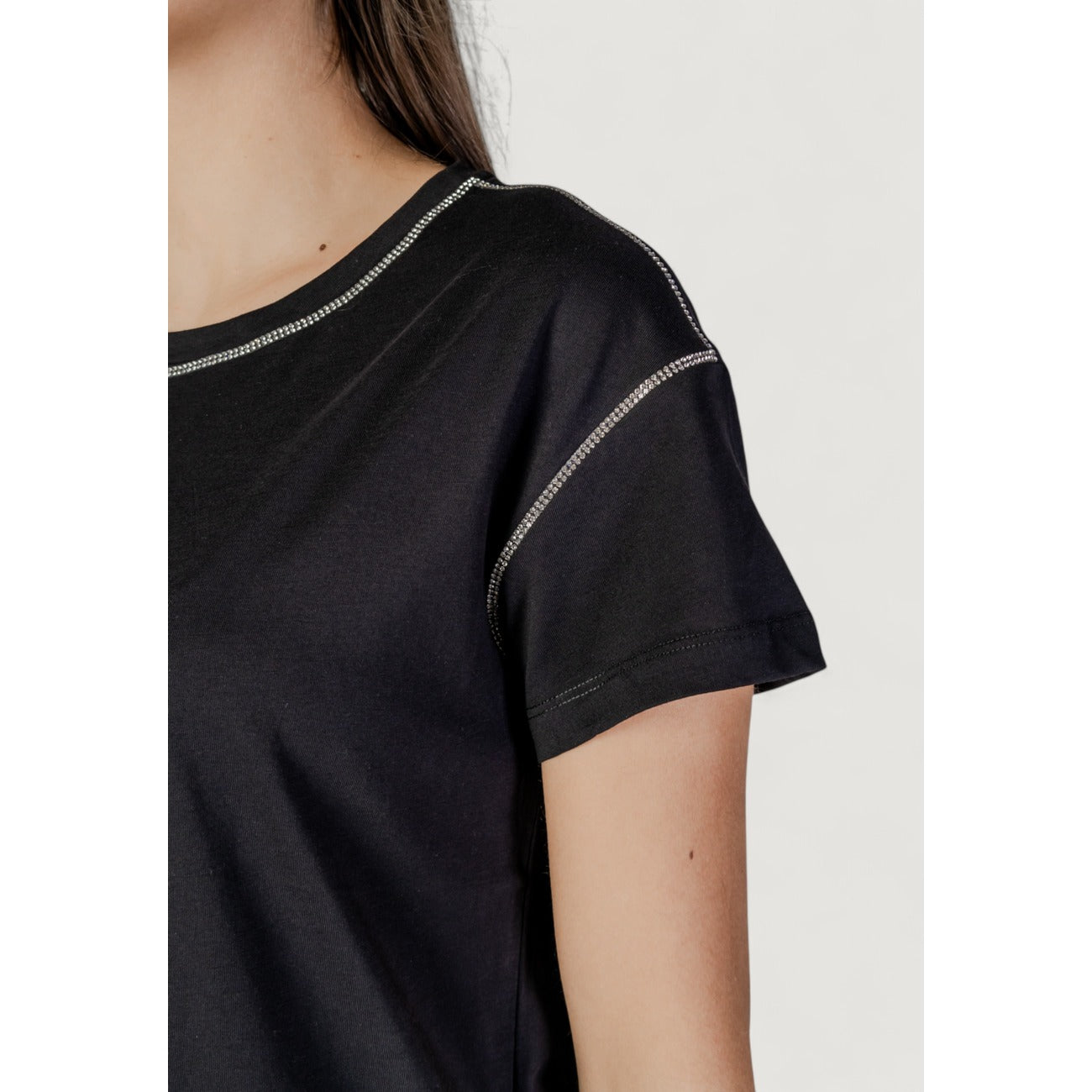 482938 Liu Jo T-Shirt Nera con Strass Donna