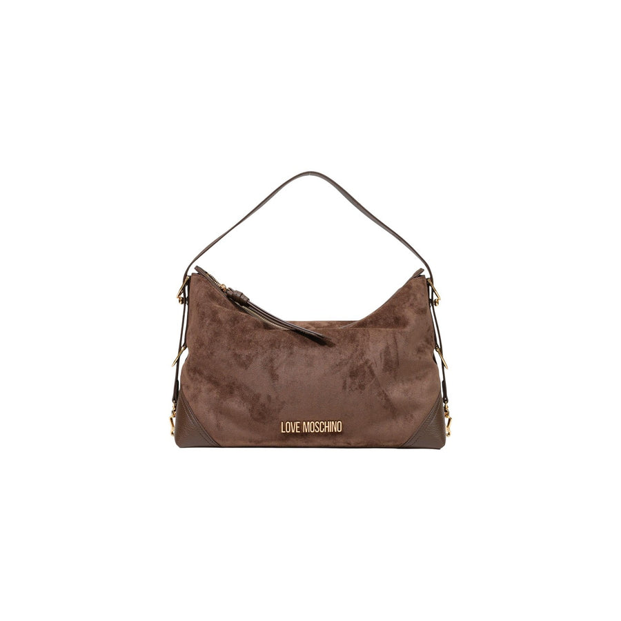 Borsa Hobo Piccola Linea Signature Zip in Velour Marrone