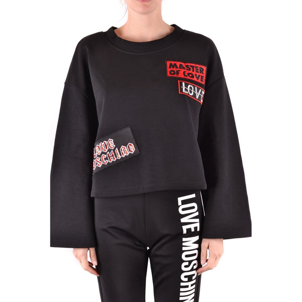 Felpa Corta con Patch Donna Nero