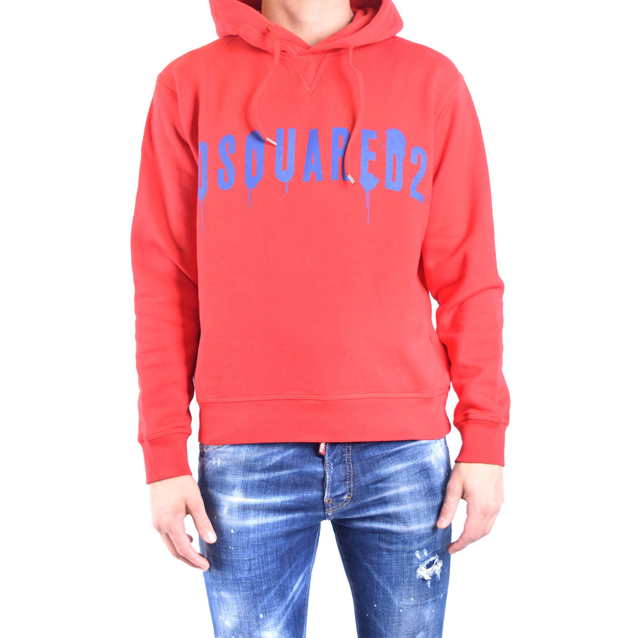 2424911 Dsquared2 Felpa Rossa Stampa Cappuccio Uomo