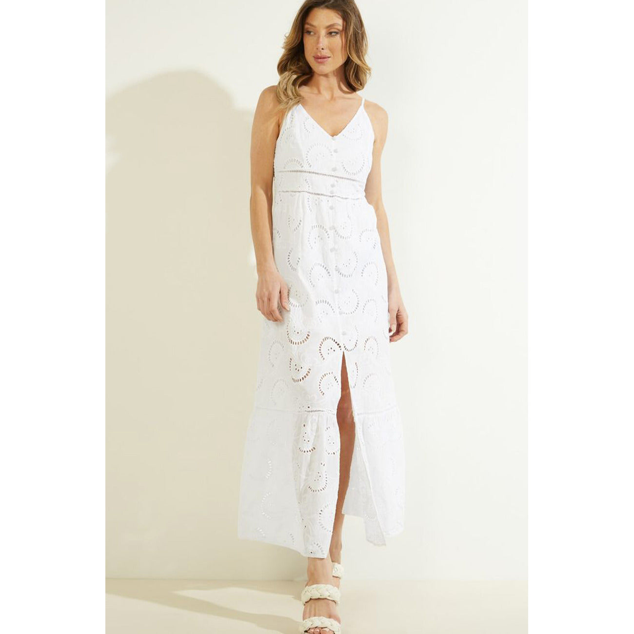 2438504 Guess Abito Bianco Donna Cotone 100% Spalline