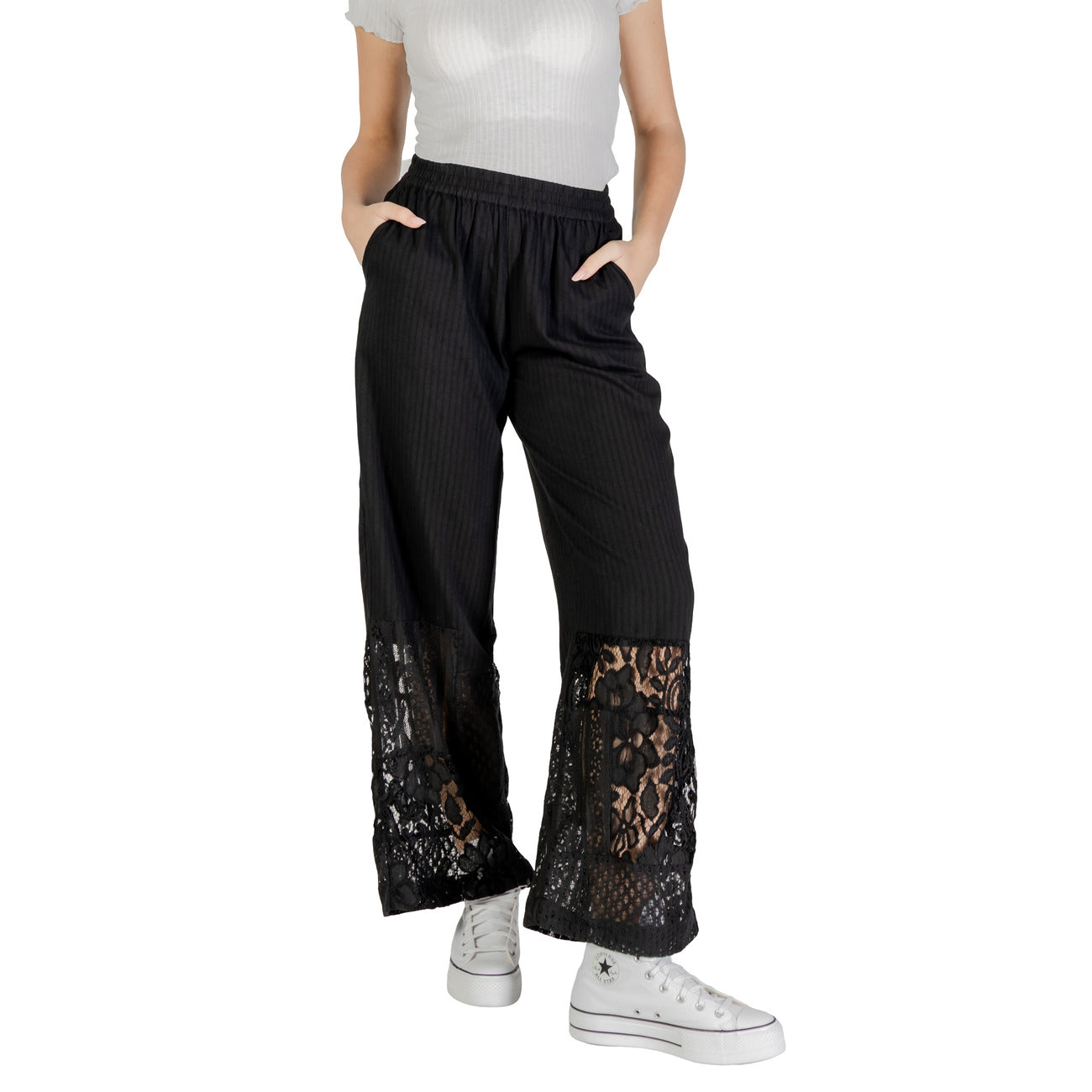 486290 Ichi Pantaloni Neri Donna