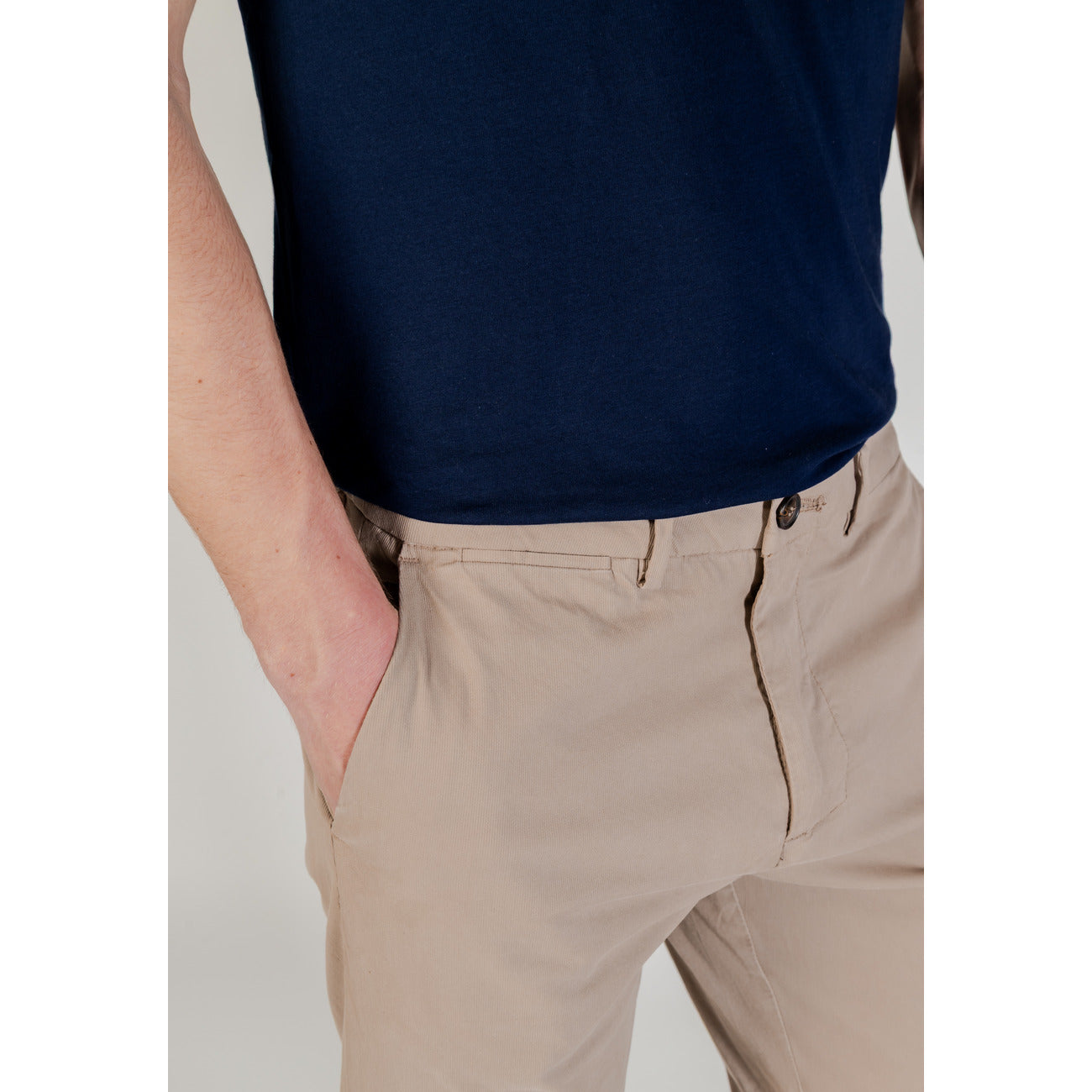 2420800 Borghese Pantaloni Beige Cotone Elastan Uomo