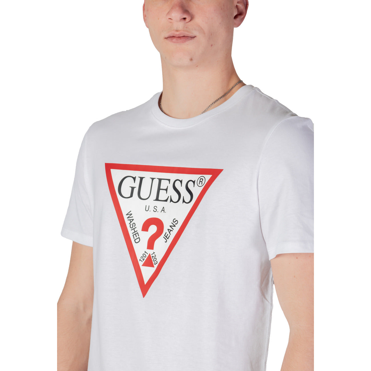 2401563 Guess T-Shirt Bianca Stampa Uomo