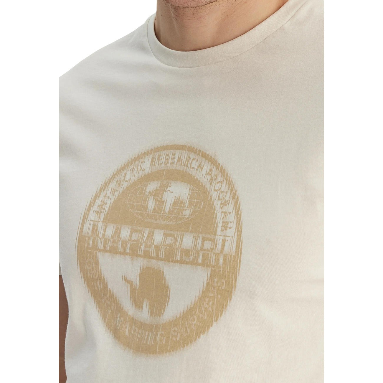 2458385 Napapijri T-Shirt Bianca Cotone Stampa Scollo Tondo Uomo