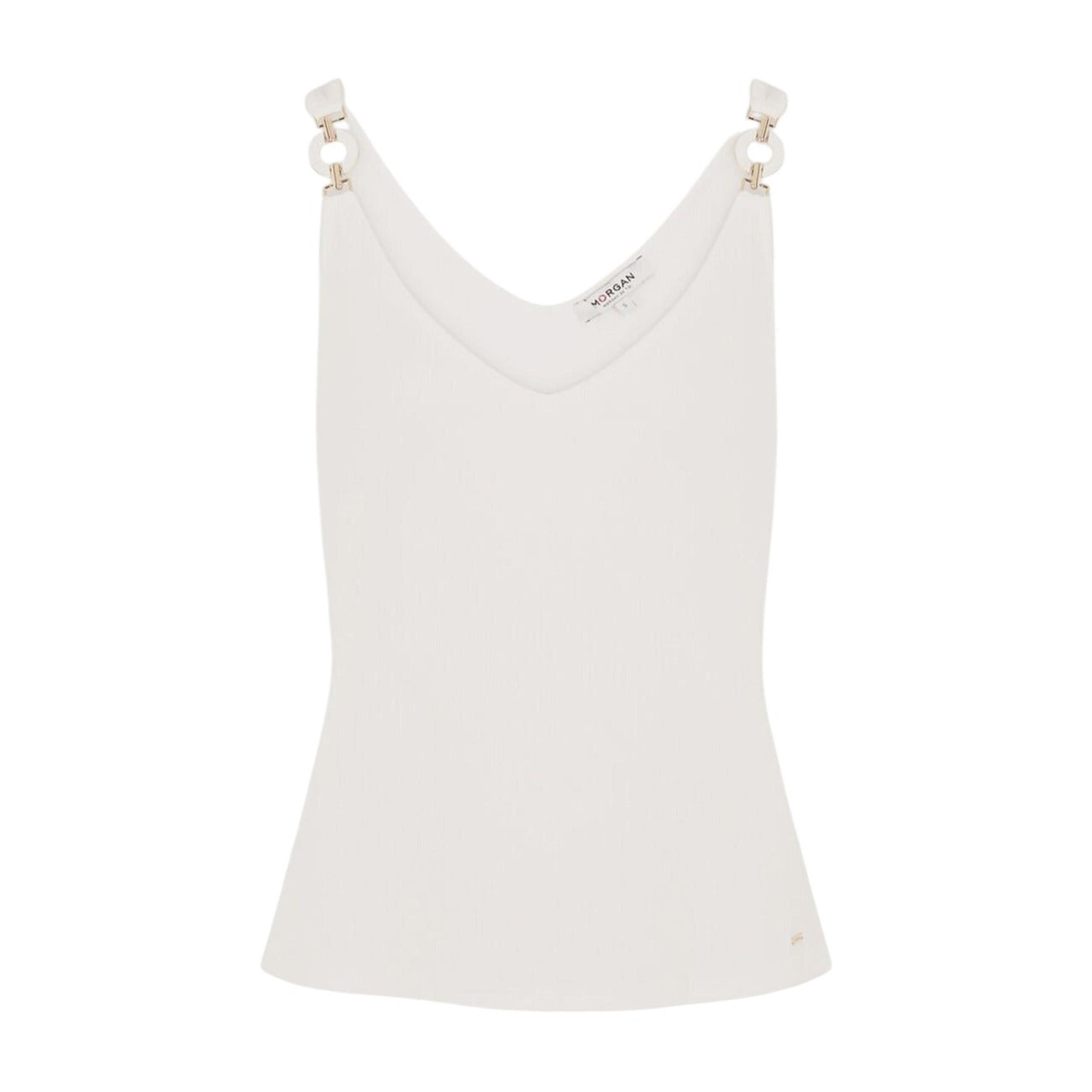516568 Morgan De Toi Top Bianco Spalline Donna