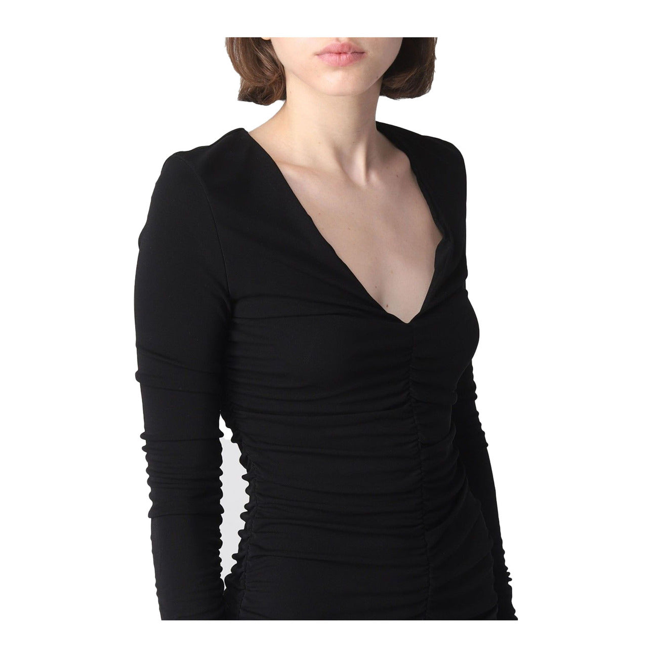 2422970 Pinko Abito Nero Corto Donna Scollo V Zip