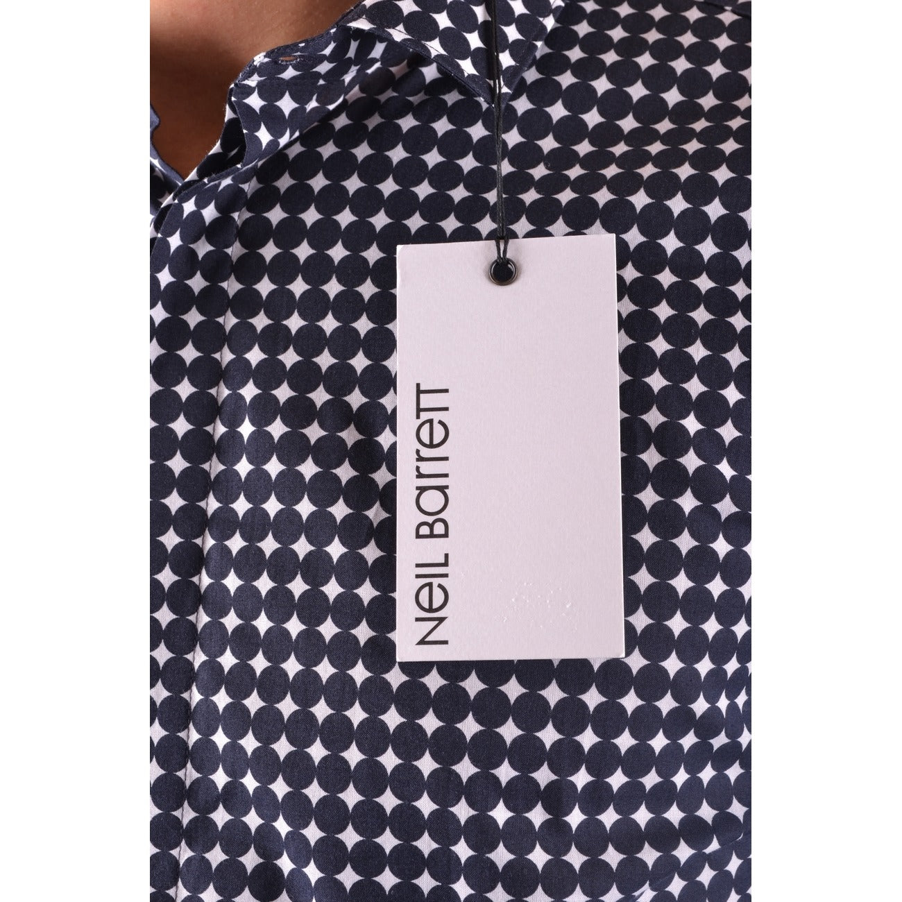 2430946 Neil Barrett Camicia Blu Pois Cotone Uomo