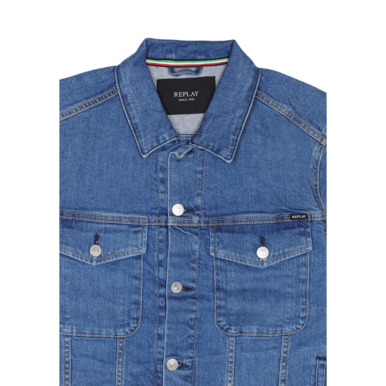 2451704 Replay Giubbotto Blu Cotone Uomo