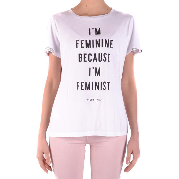 T-Shirt Bianca Donna Cotone 100% Stampa