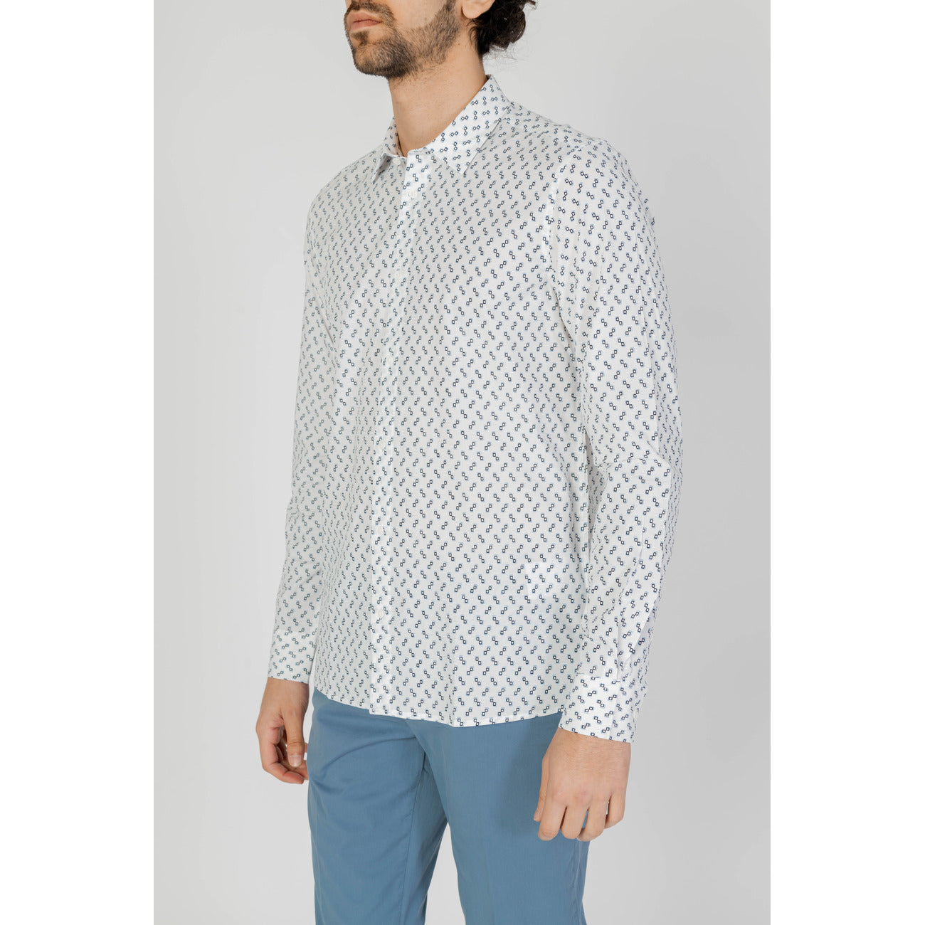2211281 Antony Morato Camicia Bianca Geometrica Cotone Viscosa Uomo