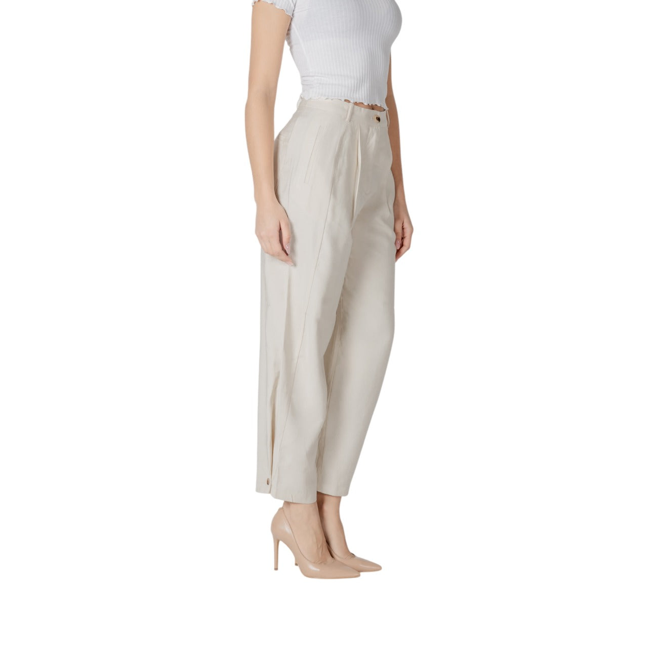 484797 Vila Clothes Pantaloni Bianco Donna Primavera/Estate
