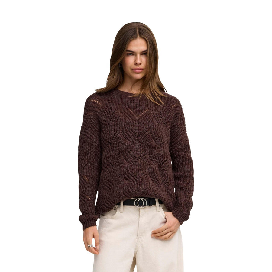 Hanja Long Sleeve Glitter O-Neck CS Knit Maglia Donna