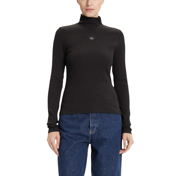 Womens Micro Badge Mock Neck Rib Sweater LV047D203G Maglia Donna