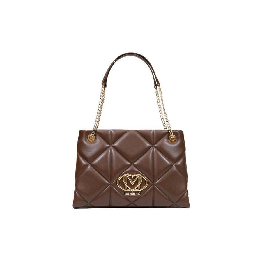Borsa a Spalla Grande Embossed Quilted Monogram Heart Cioccolato