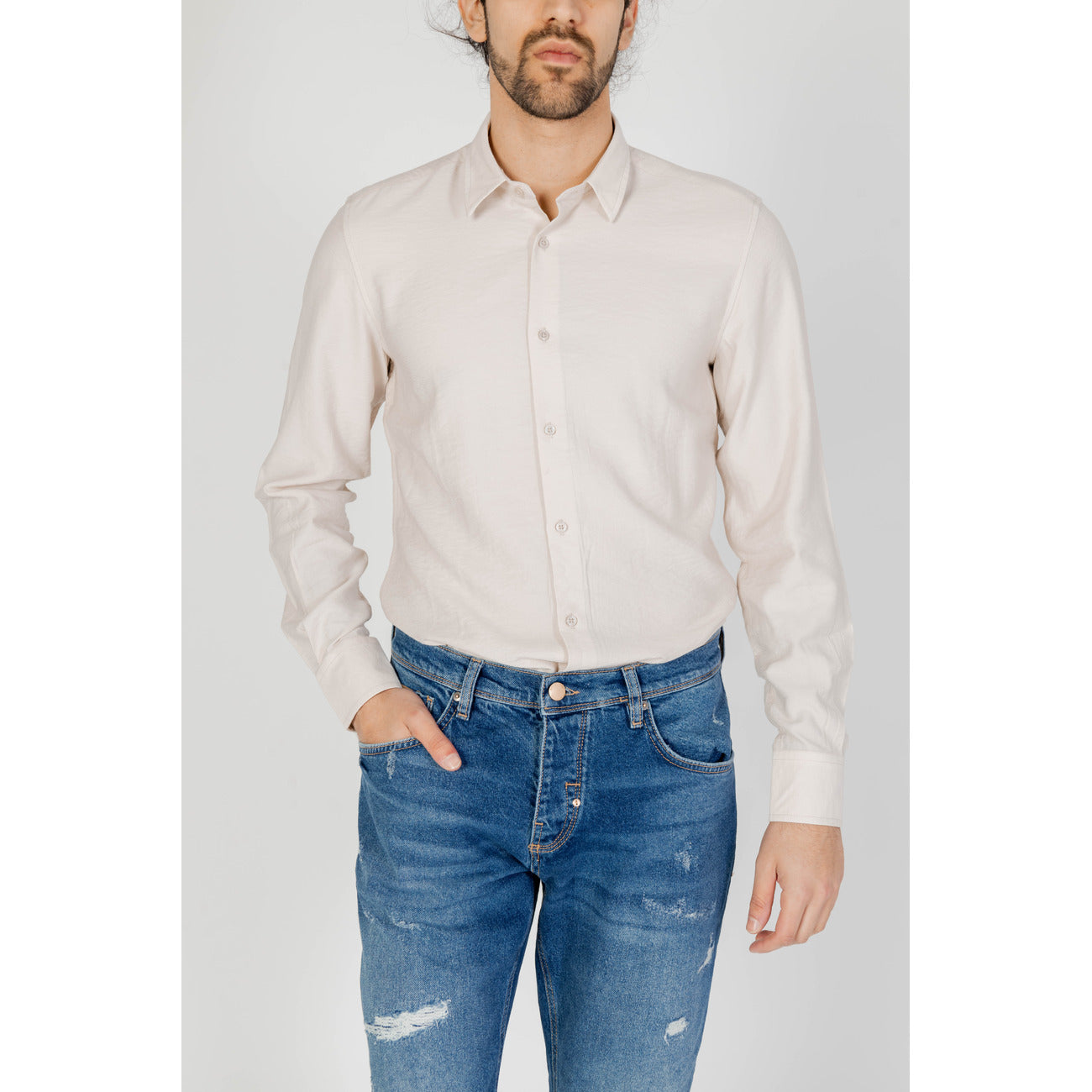 2209231 Antony Morato Camicia Beige Viscosa Poliammide Uomo