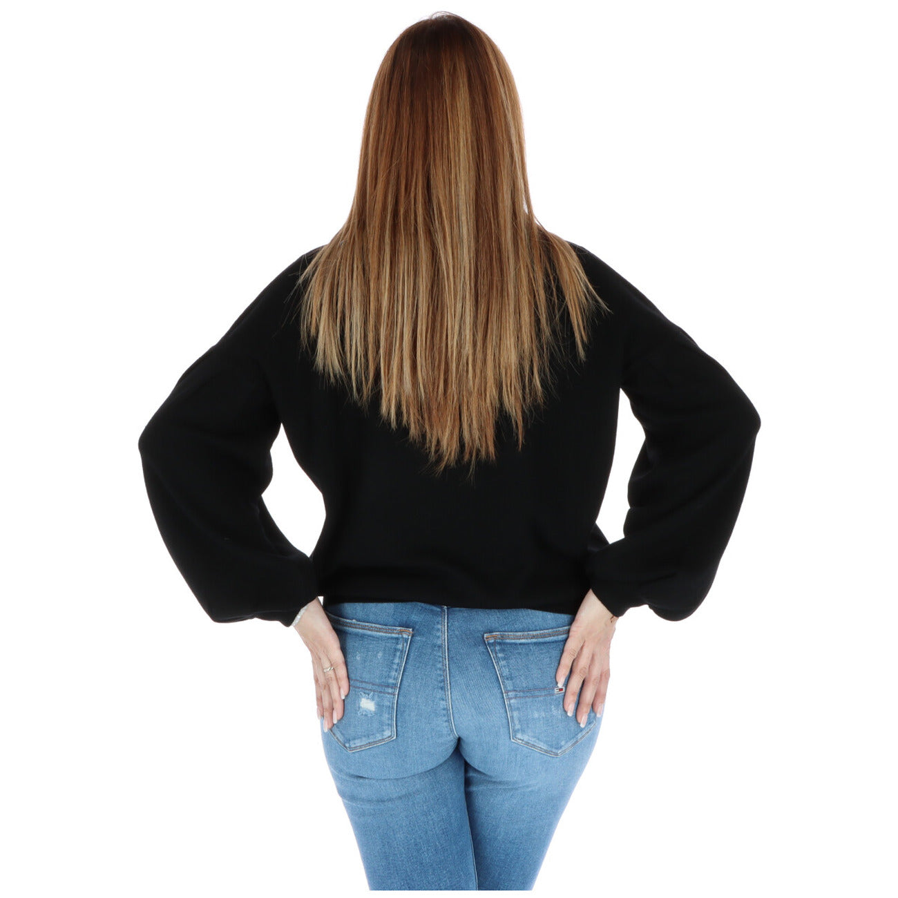 344290 Pinko Maglia Nera Lana Scollo V Donna