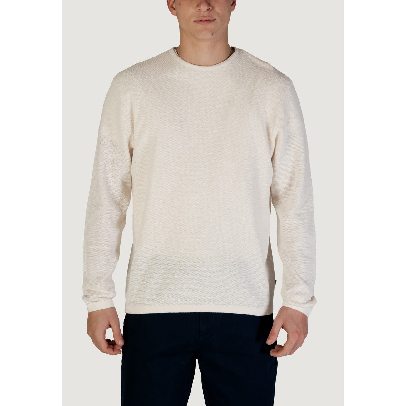 2409488 Jack & Jones Maglia Bianca Cotone Maniche Lunghe Uomo