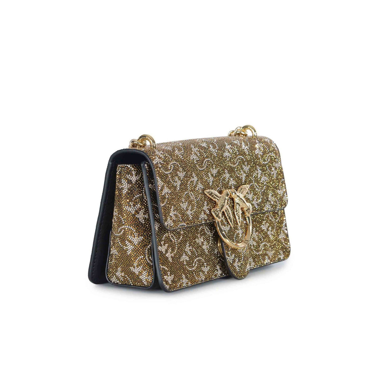 2438320 Pinko Borsa a Tracolla Marrone con Strass Donna