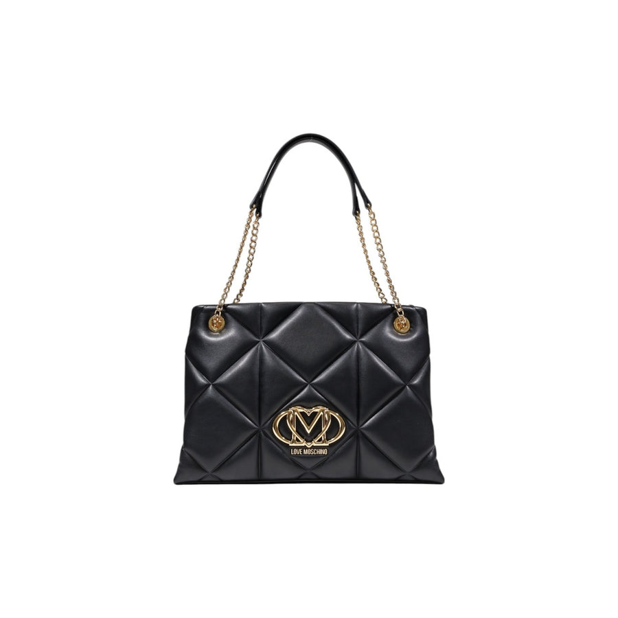 Borsa a Spalla Grande Embossed Quilted Monogram Heart Nero