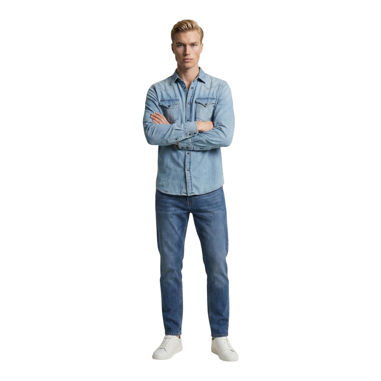 2461711 Replay Camicia Azzurro Uomo