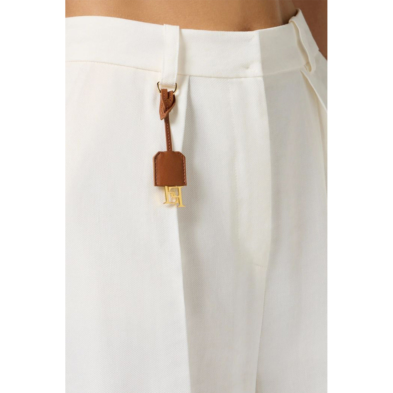 493904 Elisabetta Franchi Pantaloni Bianchi Lino Donna Primavera/Estate