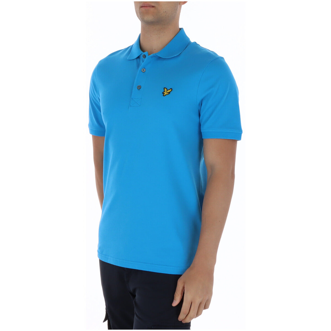 2461477 Lyle & Scott Polo Azzurra Cotone Elastan Colletto Polo Uomo