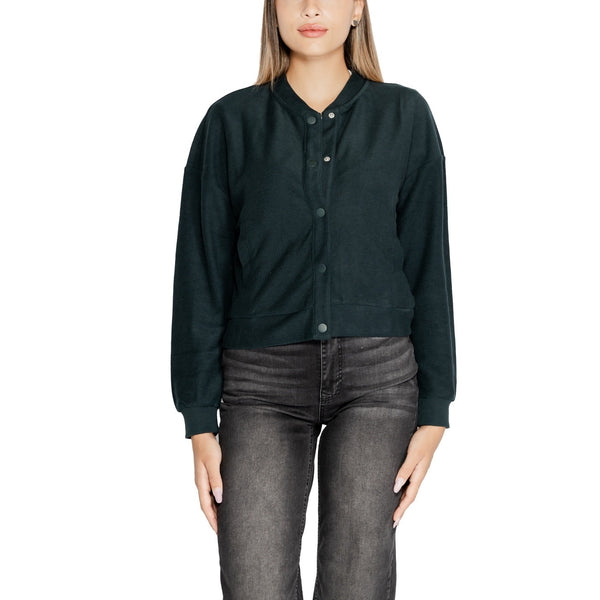 Giacca Bomber Leggera in Morbida Felpa Stretch Verde Scuro