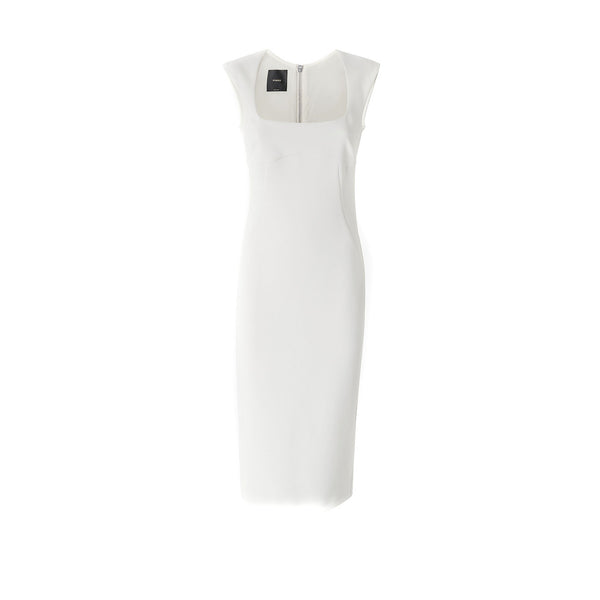 Abito Bianco Corto Donna Smanicato Scollo Quadrato