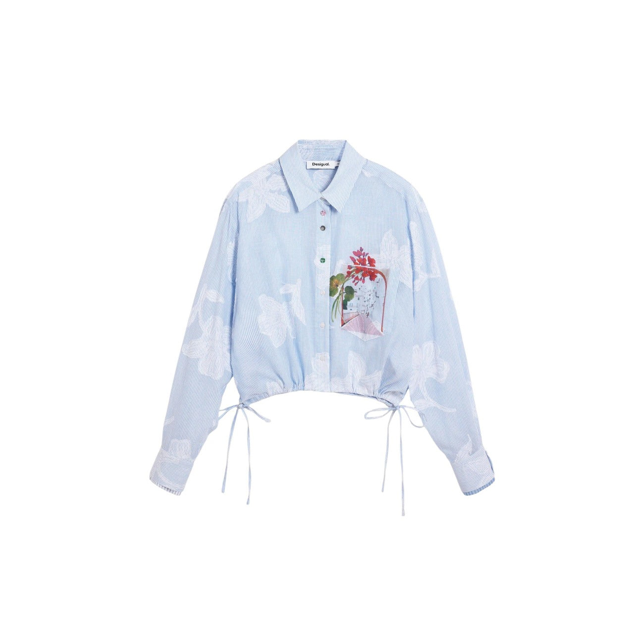 514676 Desigual Camicia Azzurra Floreale Donna